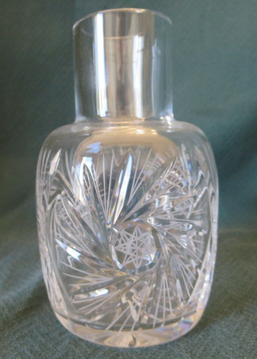 Gorgeous Hand Cut 24% Lead Crystal Tumble Up Carafe Pinwheel Made in Poland