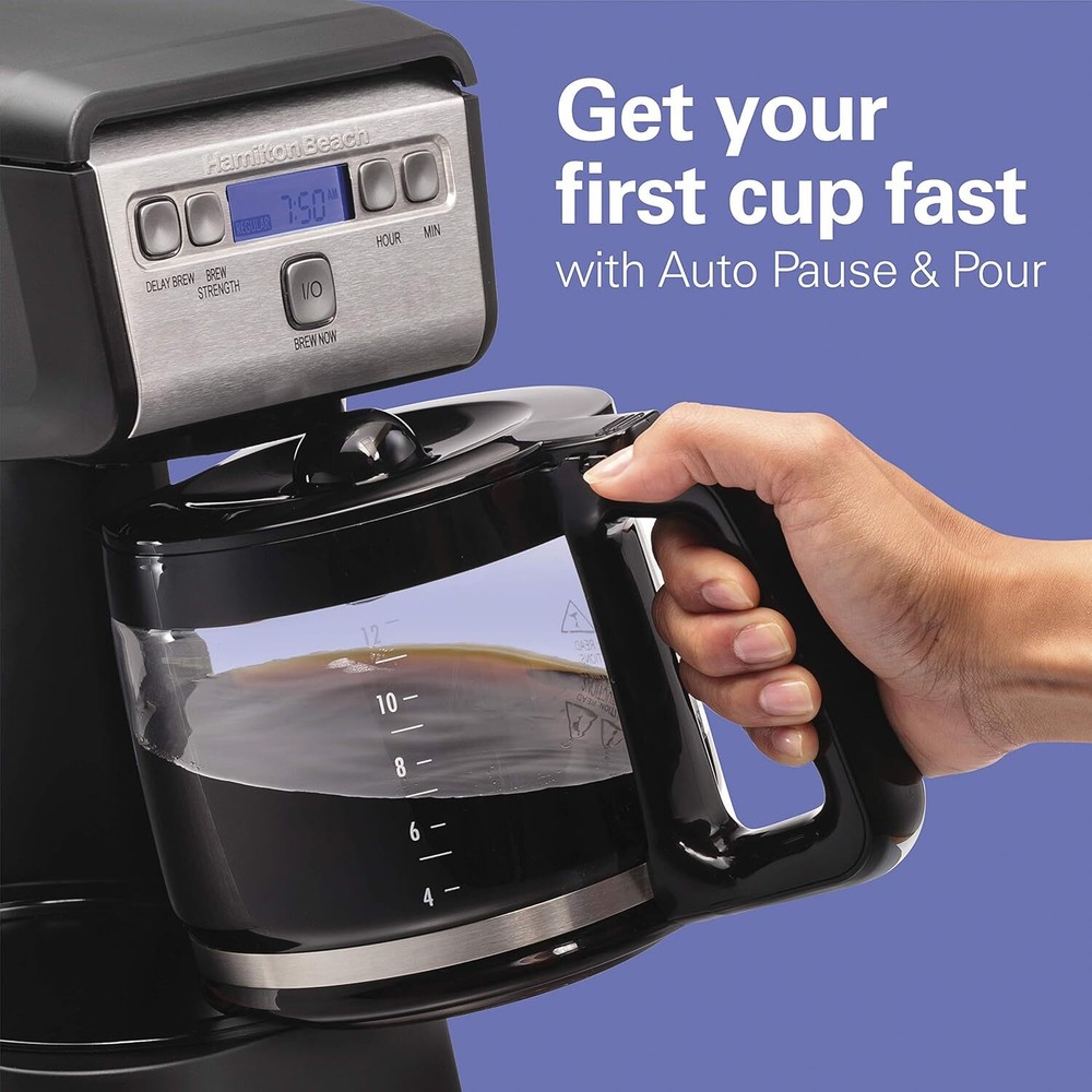 Cup Compact Programmable Drip Coffee Maker with No-Drip Burosilicate Glass