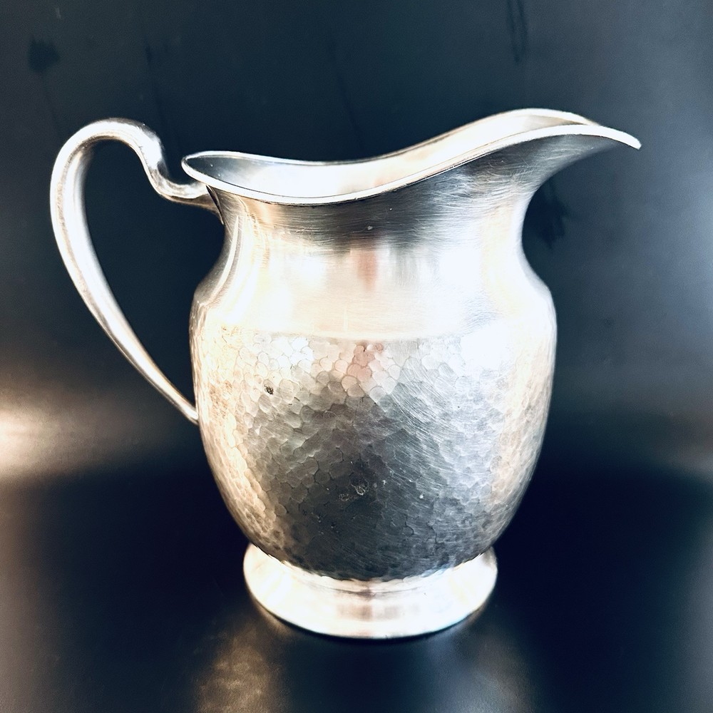 VTG EPNS Silverplate Water Pitcher Nickle Silver Pitcher Large Hammered