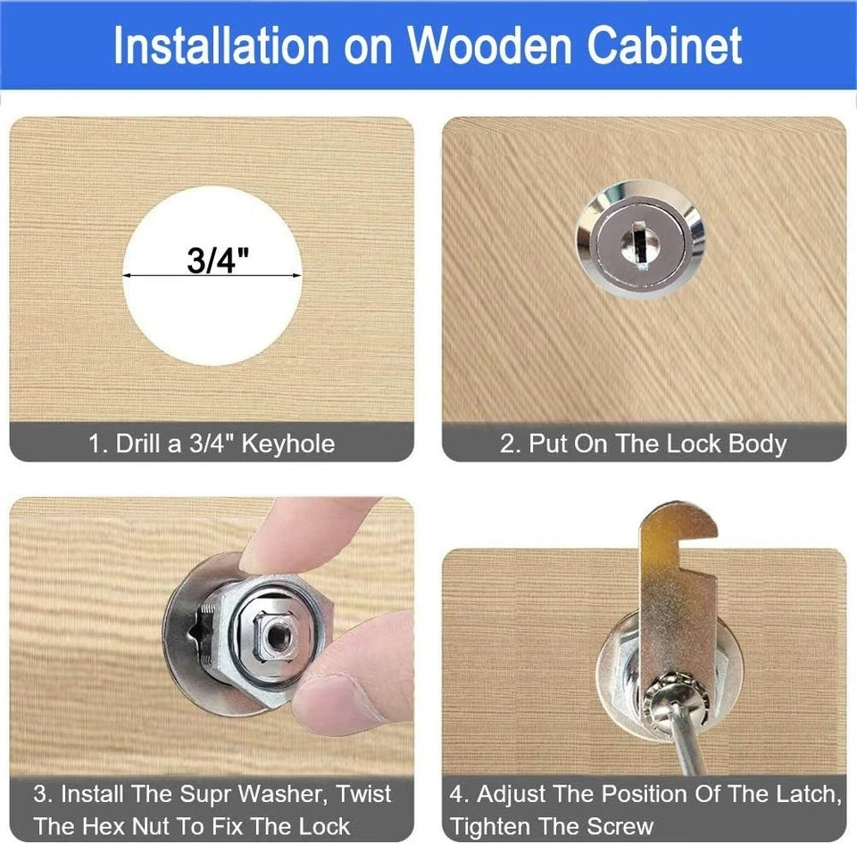 Cam Lock,Keyed Alike Cam Locks Item Package Quantity: 2 Size: 1-1/8 Inch Offset