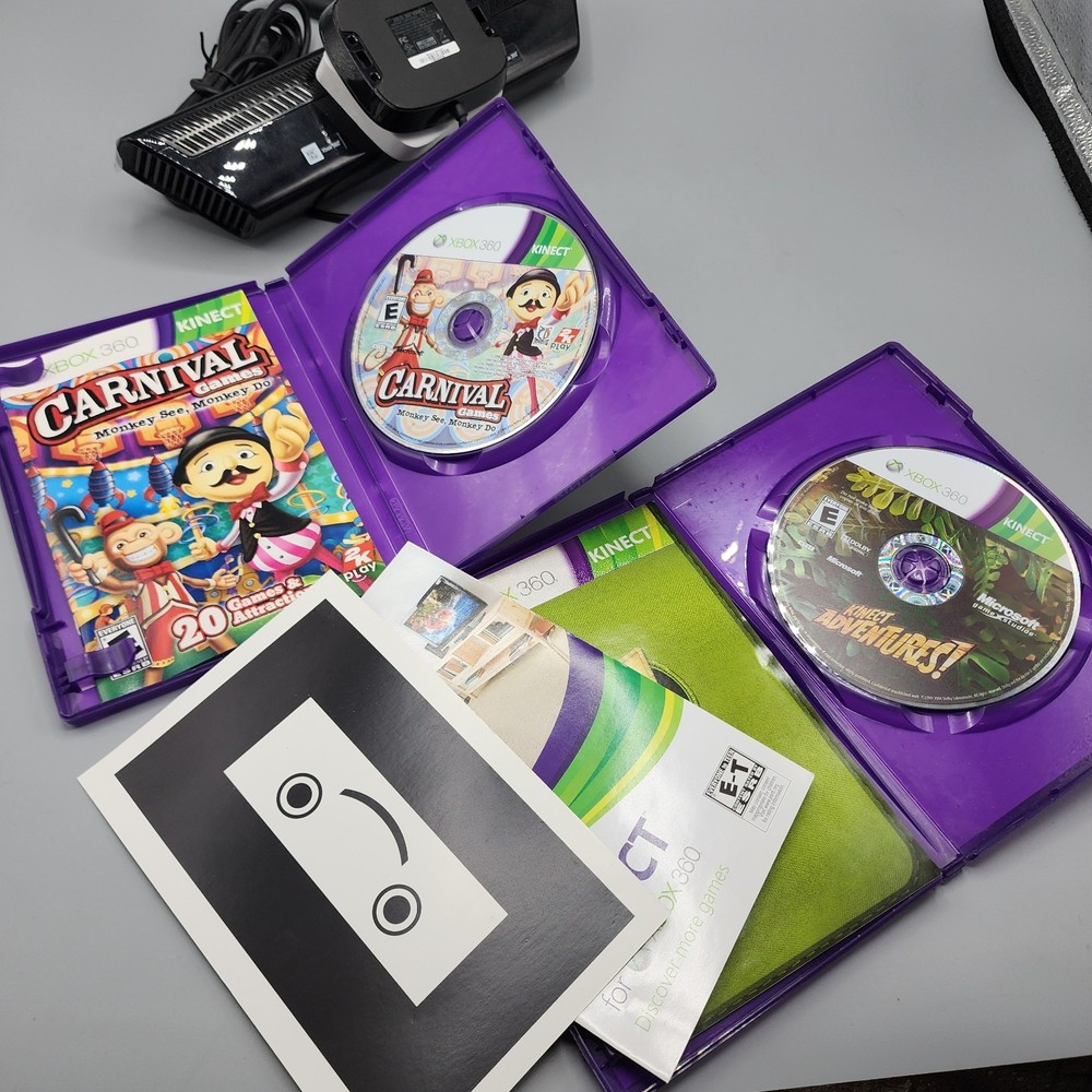 Microsoft Xbox 360 Kinect Sensor Bar - Black 1414 - Kinect Adventures + Carnival