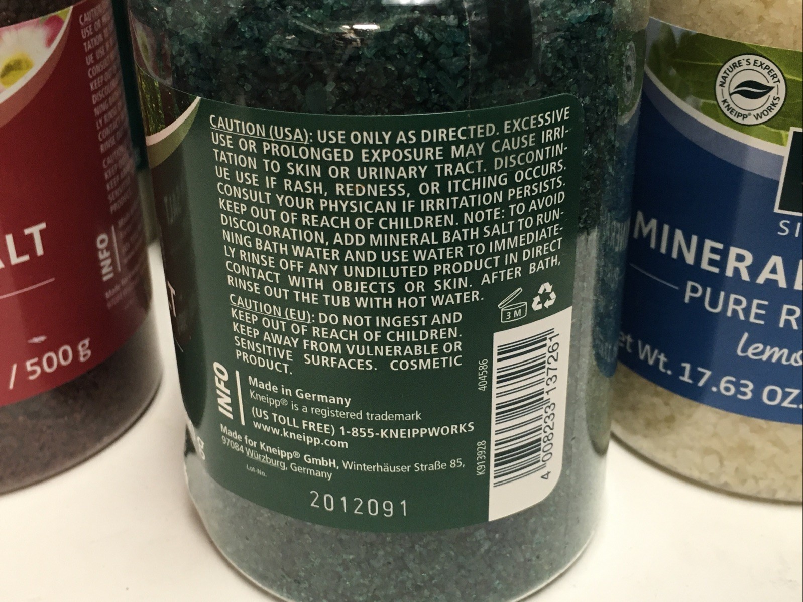 KNEIPP MINERAL BATH SALTS 17.6 OZ - ASSORTED SOLD SEPARATE NEW CONTAINER DENTED