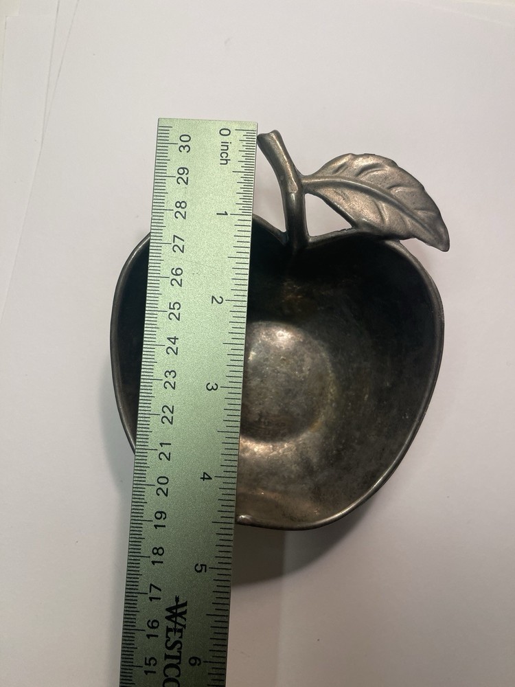Vintage Ashtray Silver Plated Brass Apple Trinket Dish Bowl