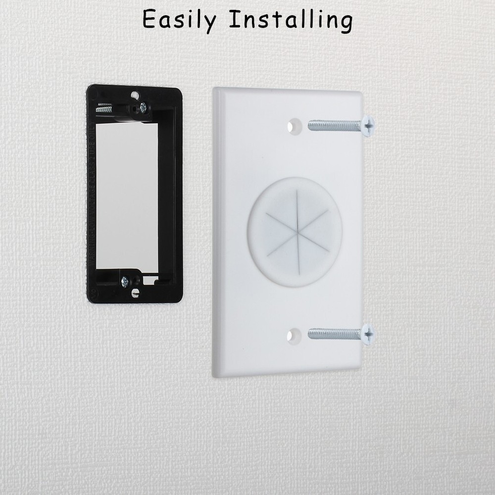 Cable Wall Plate + Mounting Bracket Round Silicone Passthrough for Cables 5-Pack
