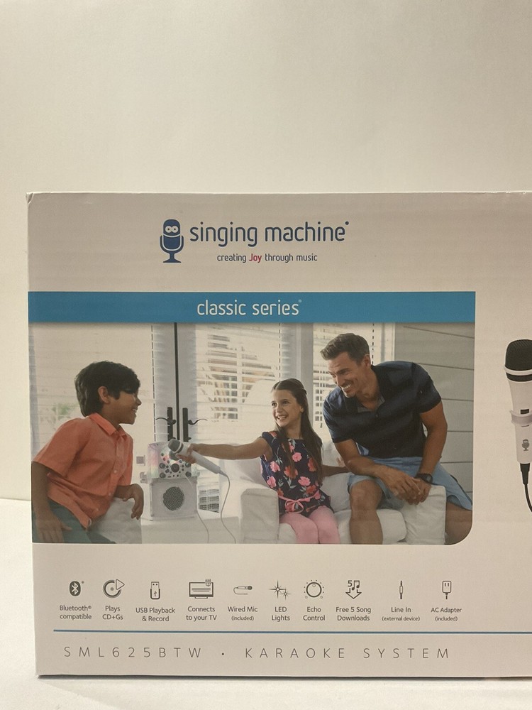 Singing Machine SML625BTW Bluetooth Karaoke System - White