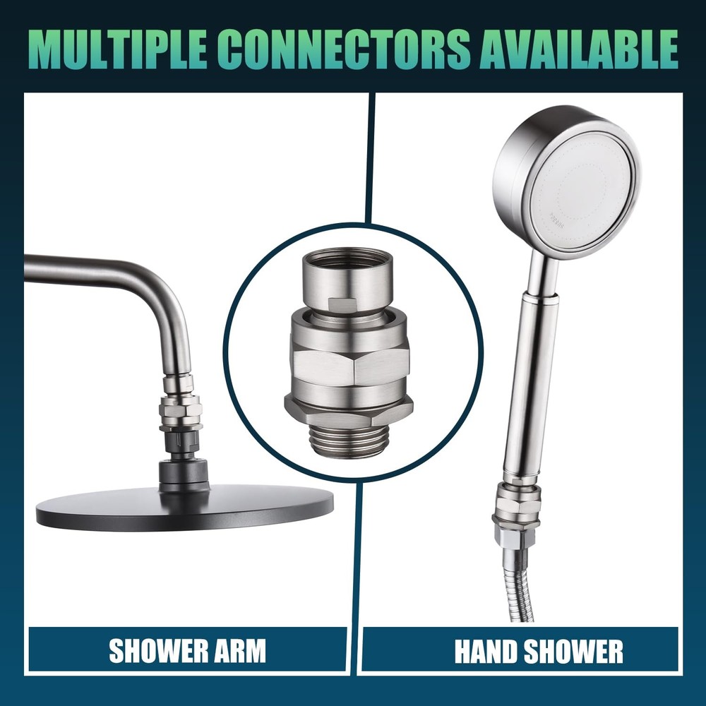 Adjustable Solid Brass Shower Head Swivel Ball Adapter - Nickel Finish