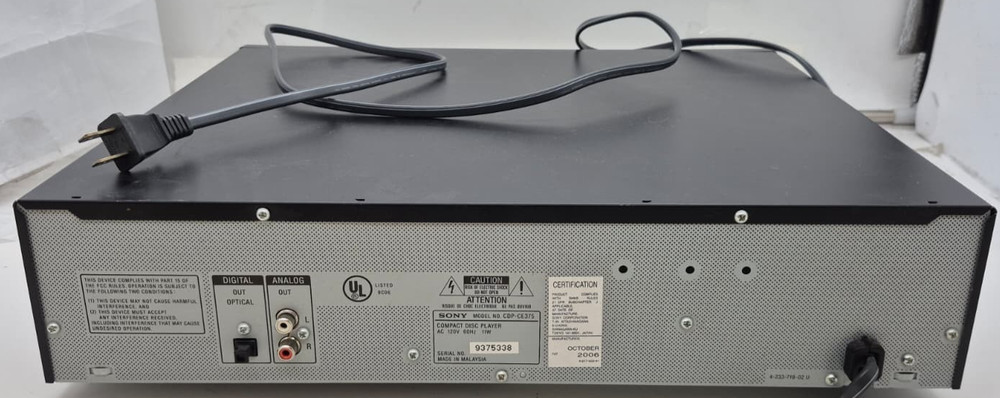 Sony CDP-CE375 Compact Disc CD Player 5 Disc Carousel Changer - CD Player Only