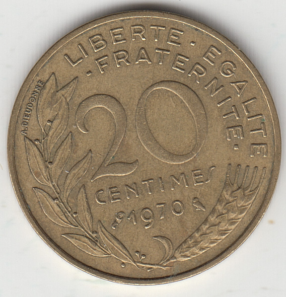 France 20 Centimes 1970 as shown