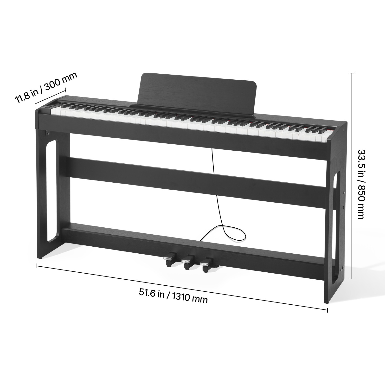 Uimoso 88-Key Weighted Digital Piano with Stand and 280 Tones - Black