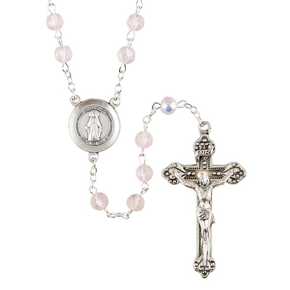 Prague Rose Glass Bead Rosary (J7411) - Gift Box- 20 3/4" Long