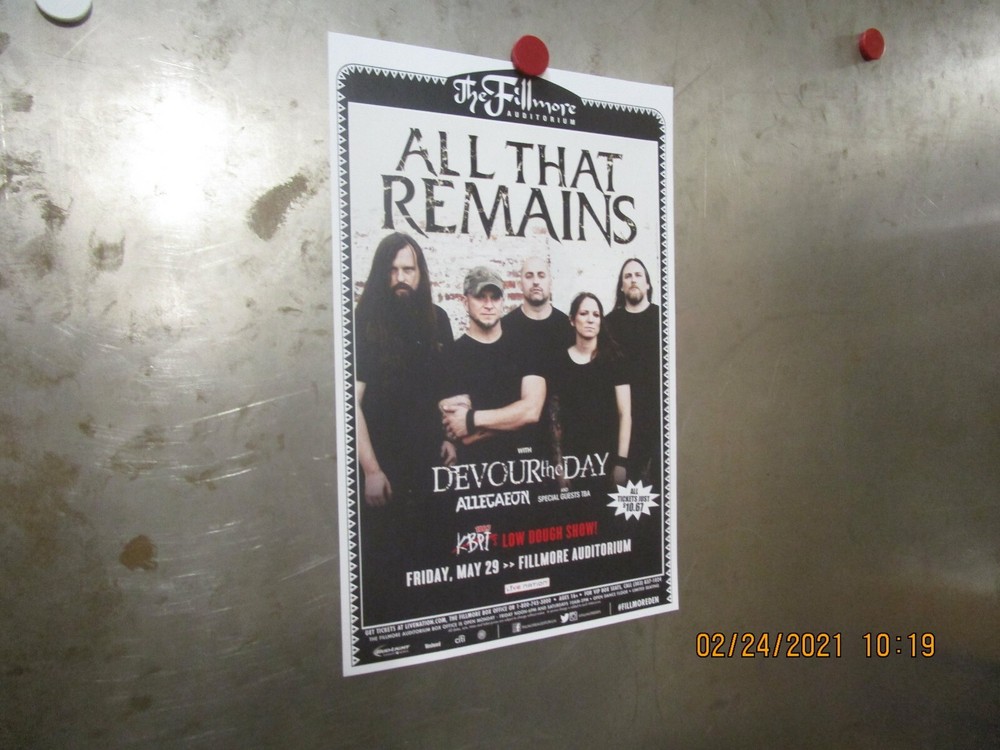 ALL THAT REMAINS w/ DEVOUR THE DAY Fillmore Auditorium Denver 2014 Flyer