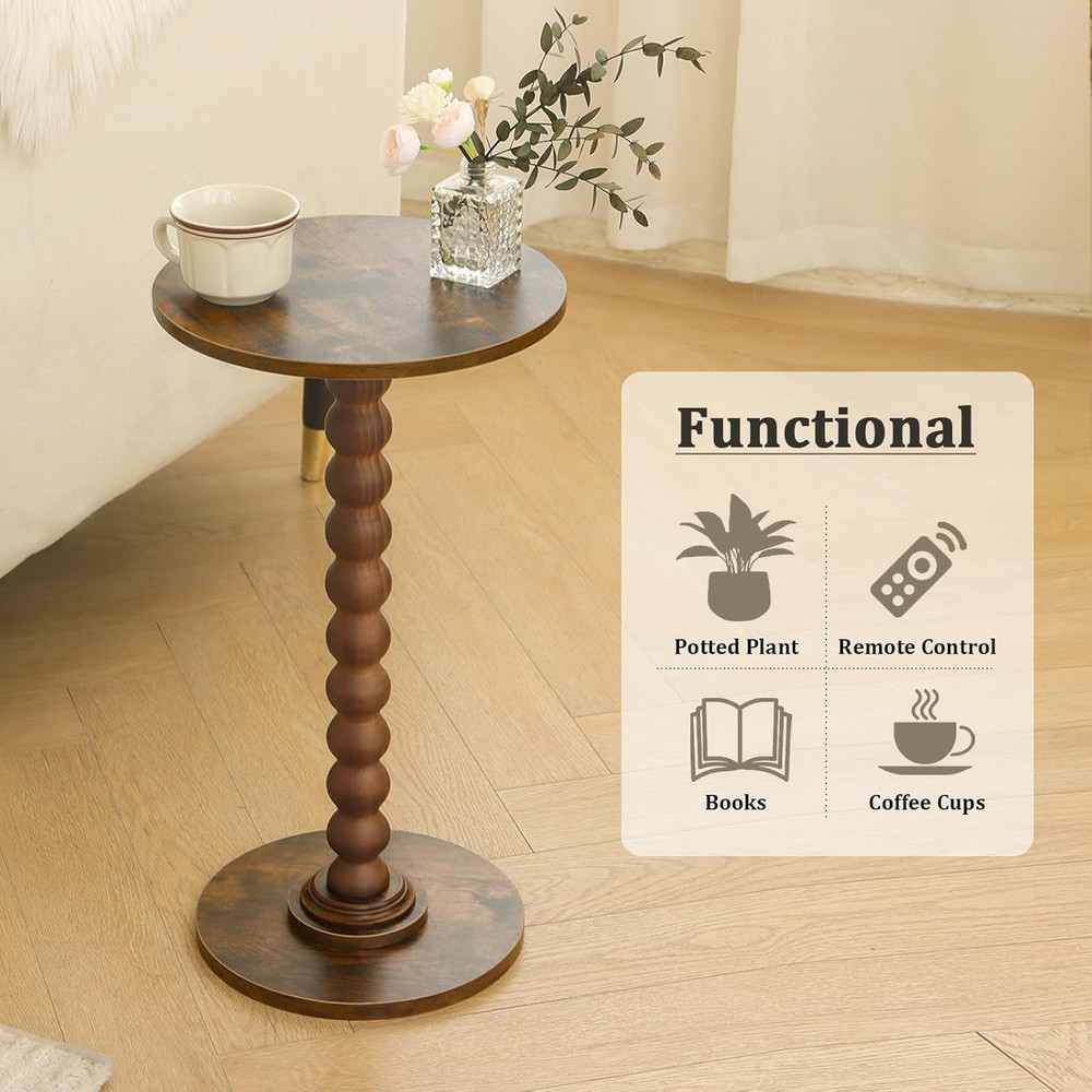 round Side Table, Small Drink Table for Small Spaces, Modern Accent Nightstand