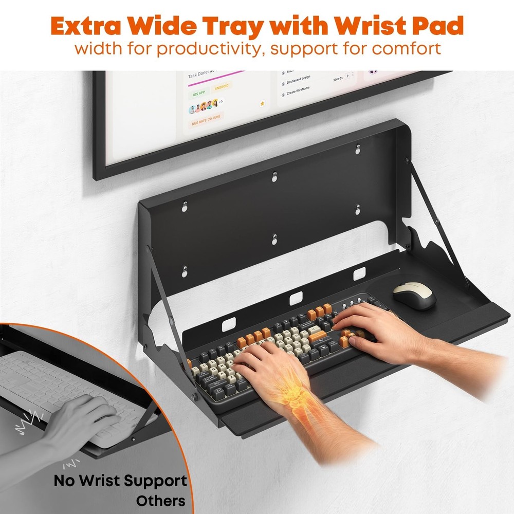 Flip Down Keyboard Tray Wall-Mount