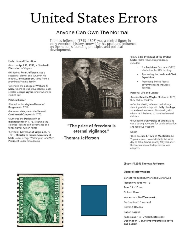 Centsational Custom Presentation Panel For Error SN 1299 - 8.5” X 11”