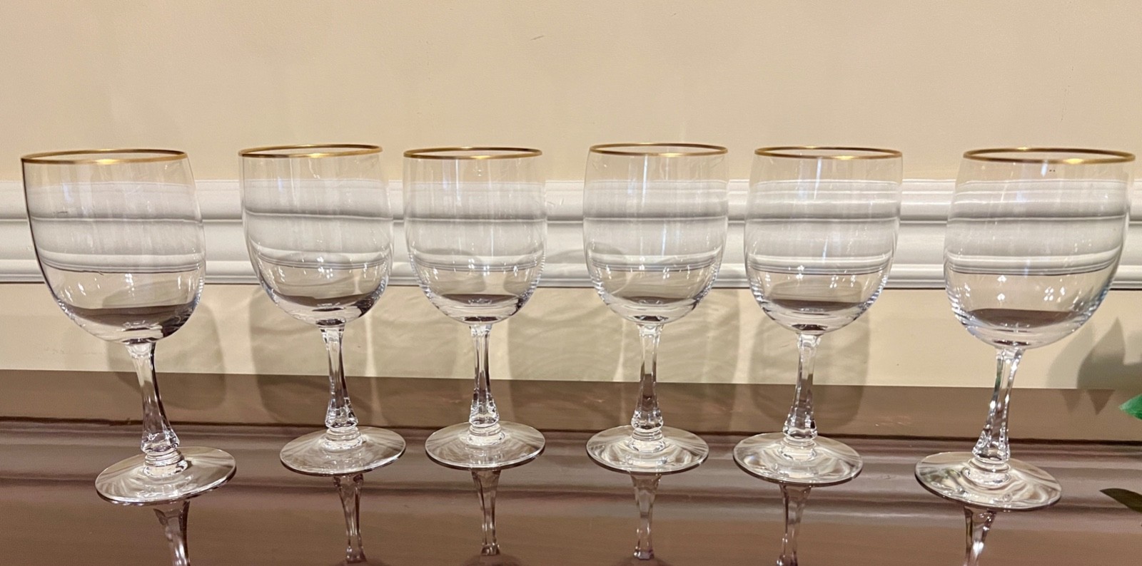 Vintage 18 Pc. Set of Fostoria CLASSIC GOLD Water Wine Champagne Glasses Stems
