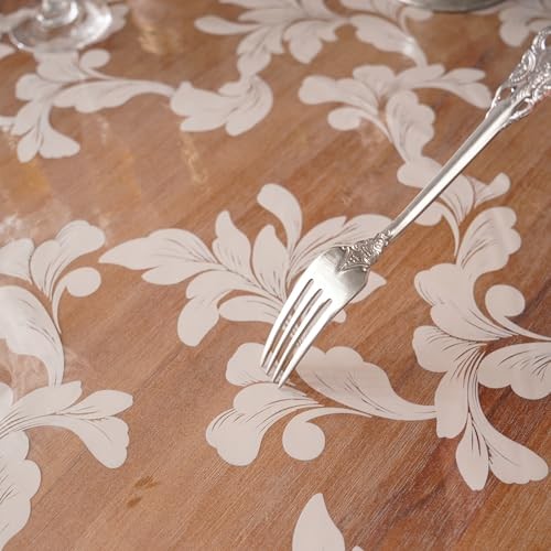 Vinyl Table Cloth Rectangle Clear Table 70" x 52" (Rectangular) Scroll Grass
