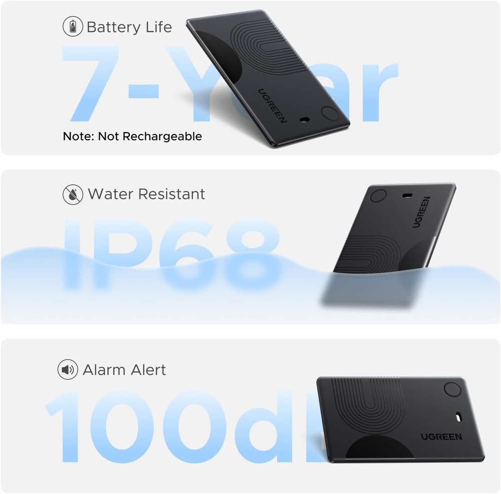 UGREEN Finetrack Slim Wallet Tracker Card (Ios Only), Bluetooth Air Tracker Tags