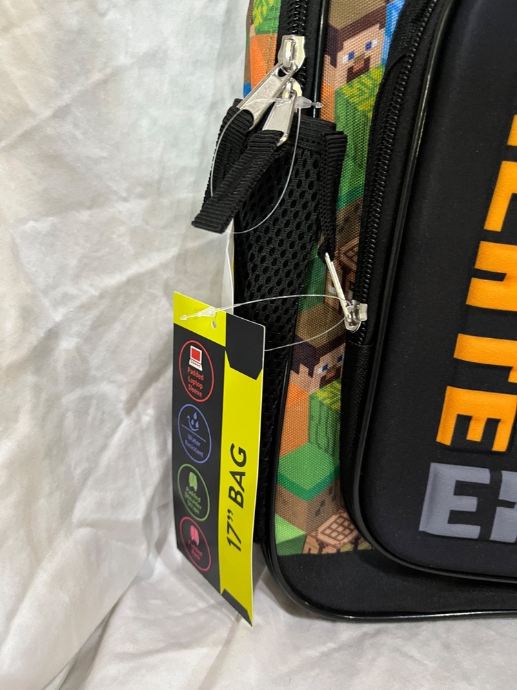 Minecraft Creeper "Create, Survive, Explore" Boys' 17" Light Up Backpack New