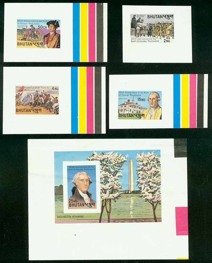 Bhutan 1982 George Washington set & SS MASTER PROOFS