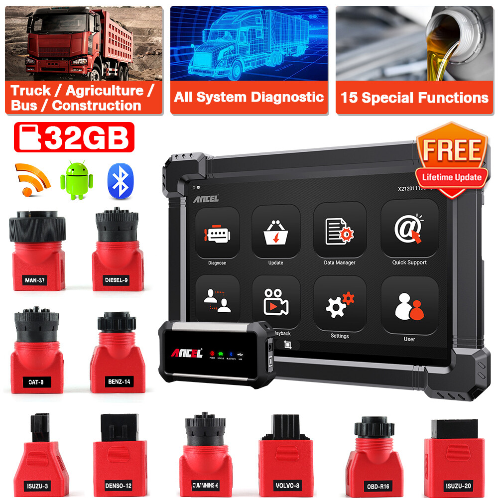 ANCEL X7HD 24V Heavy Truck Diagnostic All System OBD2 Scanner Coding Programming