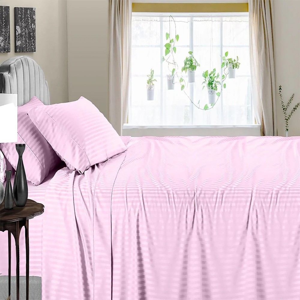 Soft Bedding 1000 - 1200 Thread Count Egyptian Cotton Pink Stripe Select Item