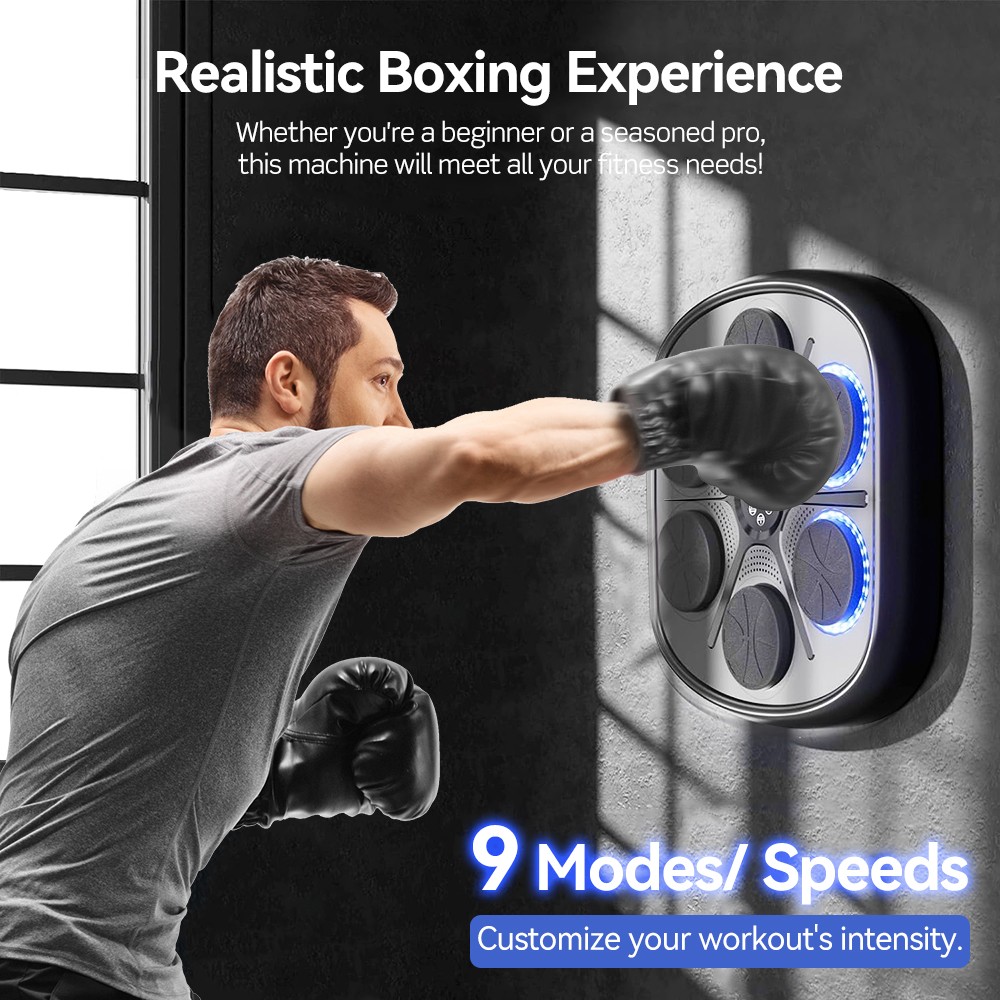 2024 Smart Music Boxing Machine Bluetooth Wall Target Training Exercise + Gloves