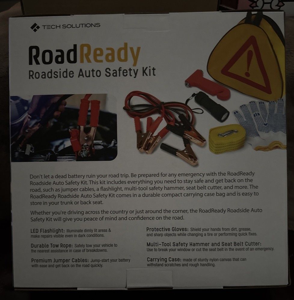 Tech Solutions Road Ready Roadside Automobile Safety Kit / Emergency Kit
