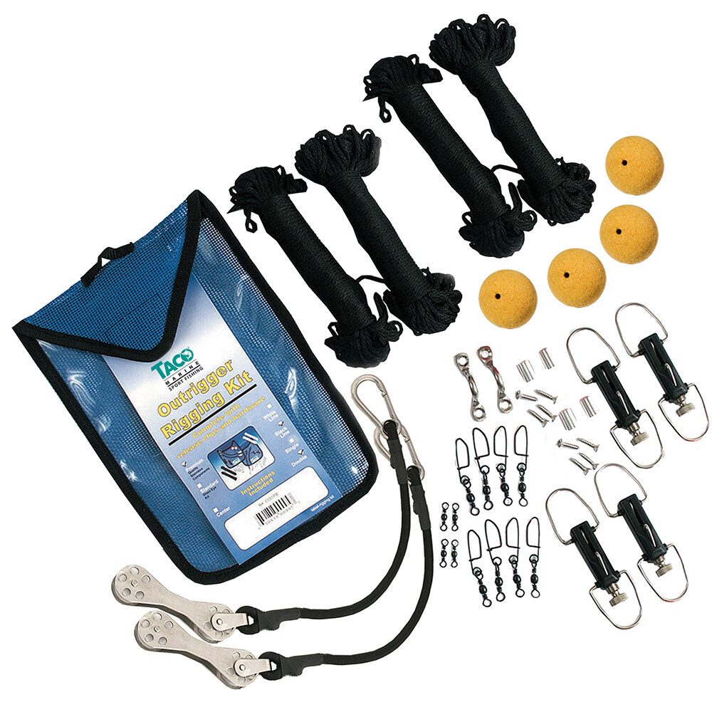 ​TACO Marine Double Premium Rigging Kit w/Black Line Complete Outrigger Solution