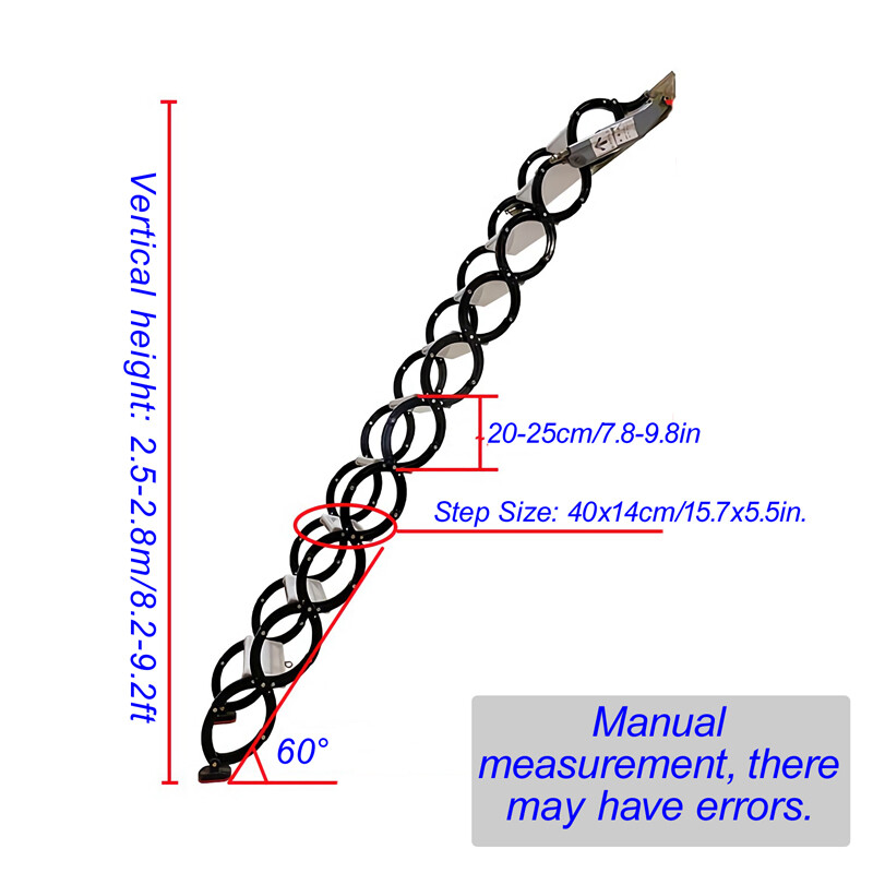 Wall Mounted Telescoping Attic Loft Ladder Stairs, 12Steps Pull Down Loft Stair