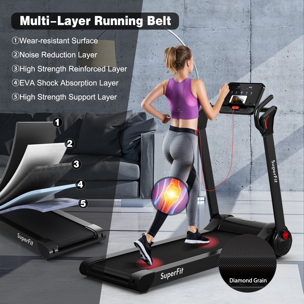 Costway Folding 2.25HP Electric Treadmill Running Machine APP Control Bluetooth