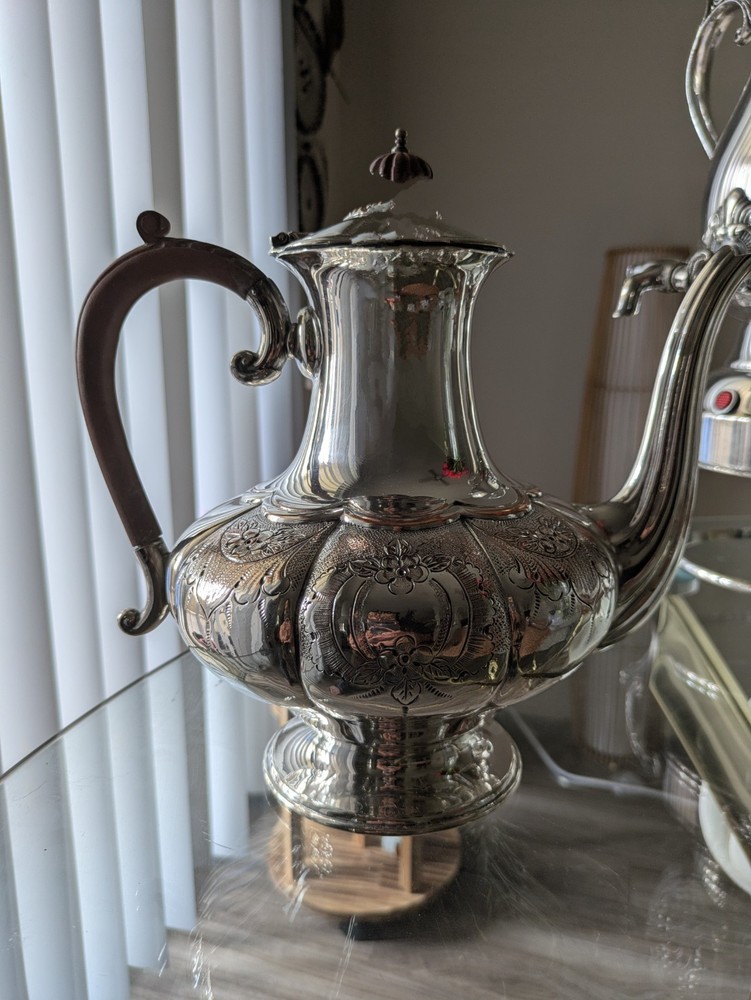 Vintage silverplate electric coffe server FB Rogers & Victorian samovar 2 pc
