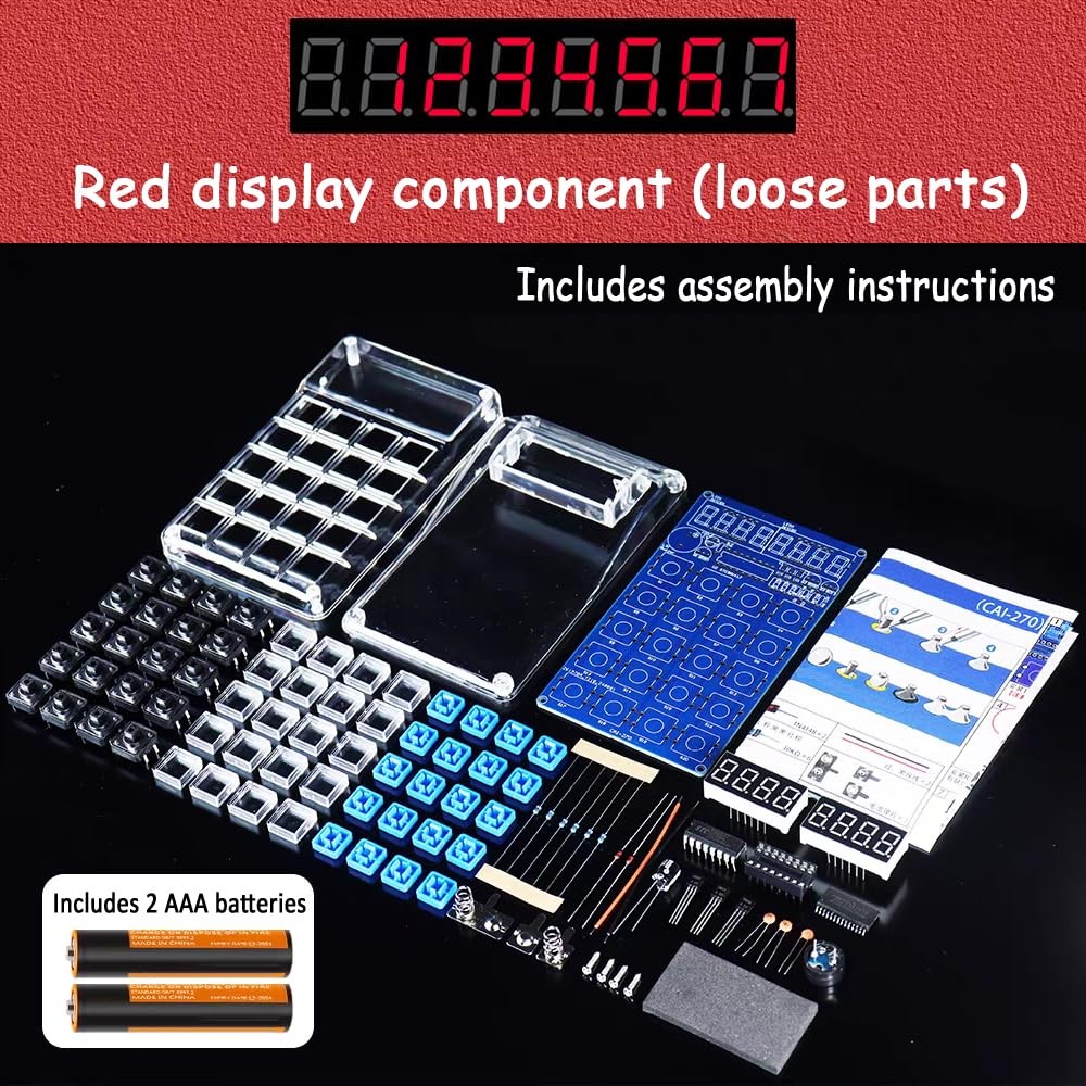 Soldering Practice Kits DIY 7-Digit LED Display Electronics Calculator & Resi...