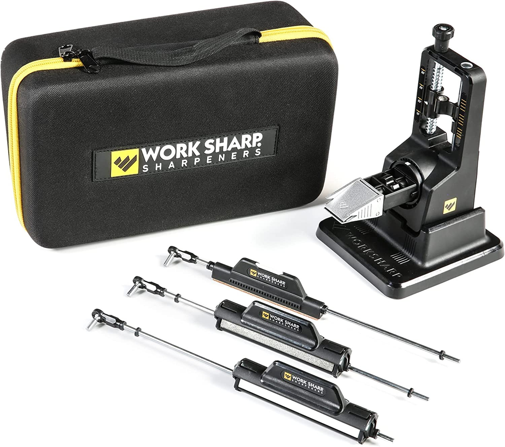 Professional Elite Kitchen Knife Sharpener with Sharpening Stones and Carry Case