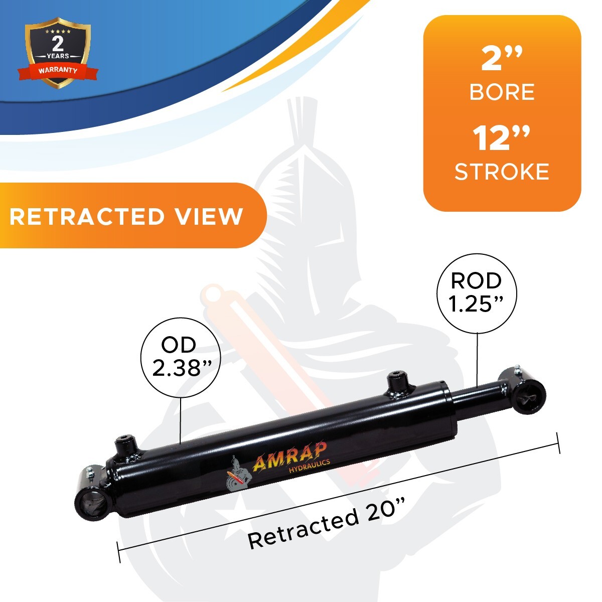 2x12 Hydraulic Cylinder- 2" Bore, 12" Stroke -Welded Cross Tube Cylinder(new)
