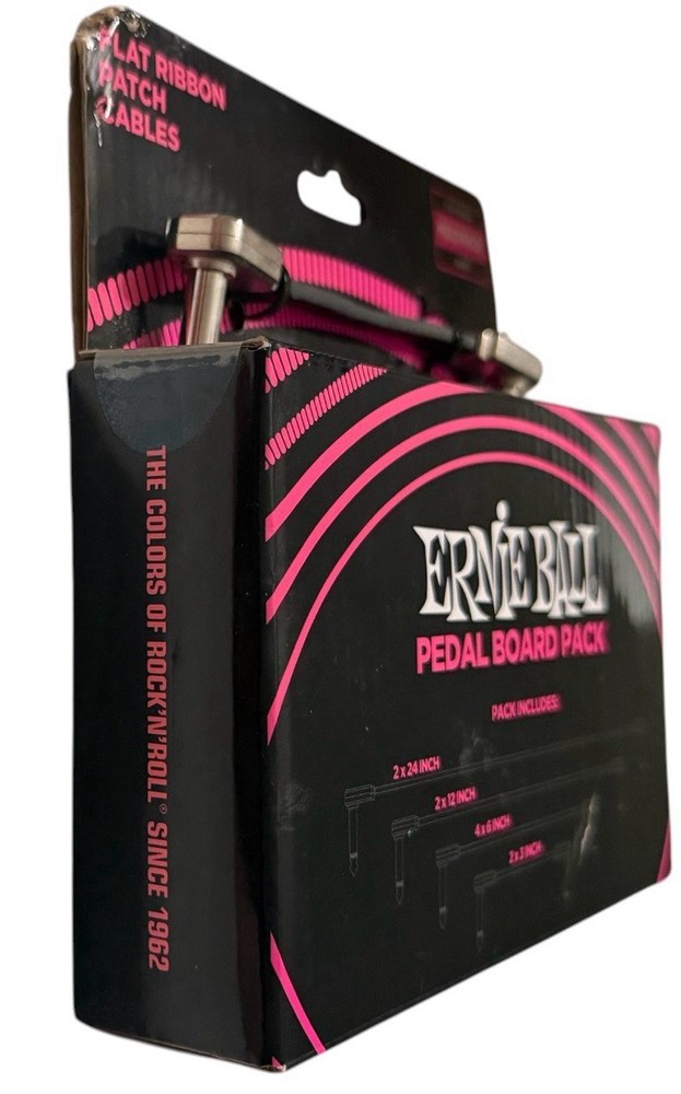 Ernie Ball Flat Ribbon Patch Cables Pedalboard Multi-Pack Black
