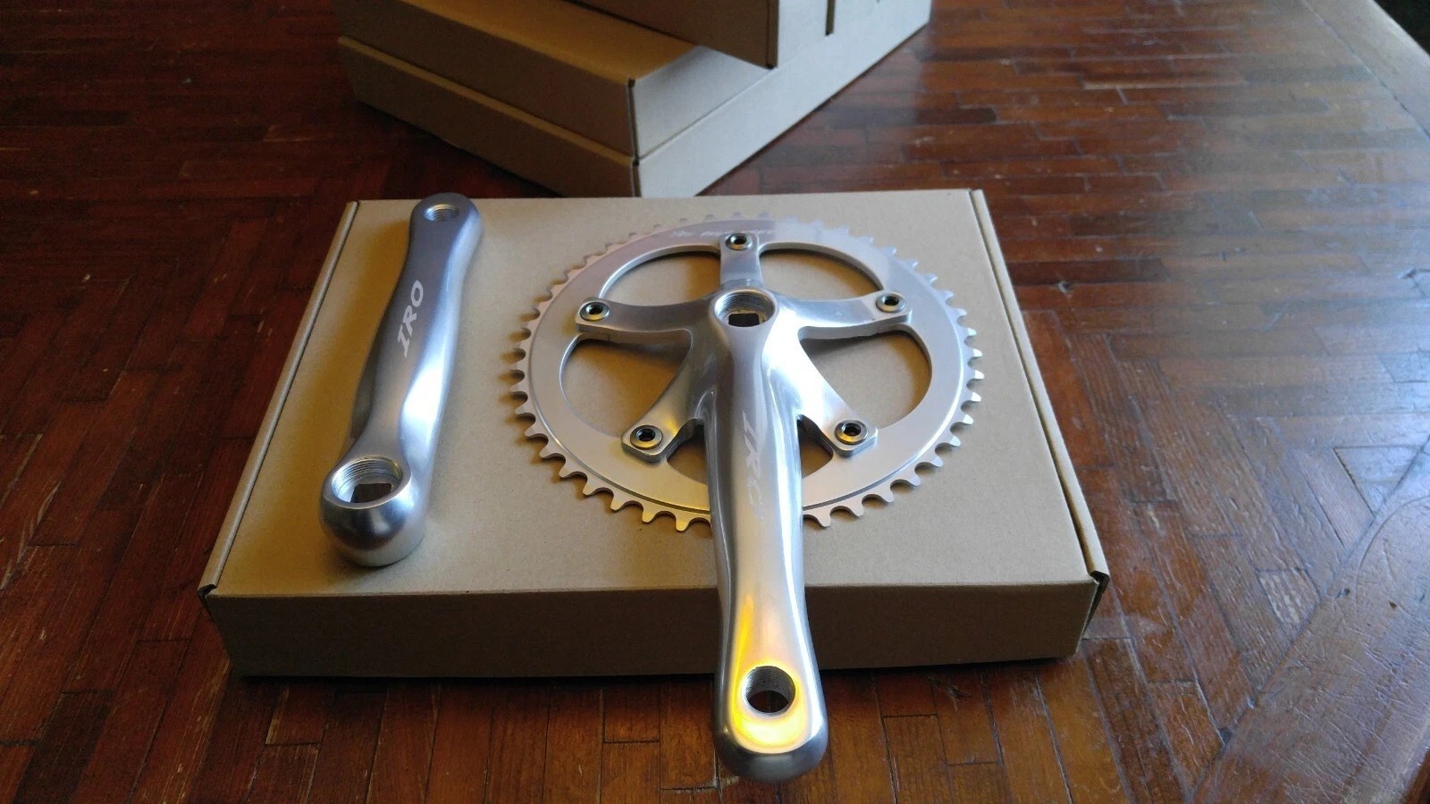 IRO CYCLE FORGED ALLOY FIXED GEAR BICYCLE TRACK BIKE CRANKSET - NOS SILVER 170MM