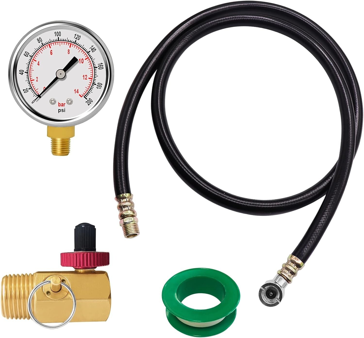 Air Tank Repair Kit with Safety Valve Pressure Gauge Hose for Portable CarryTank