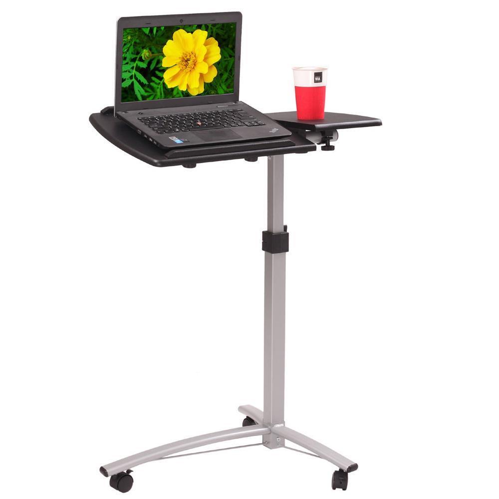 Portable Height Adjustable Computer Mobile Rolling Desk Laptop Table Bed Stand