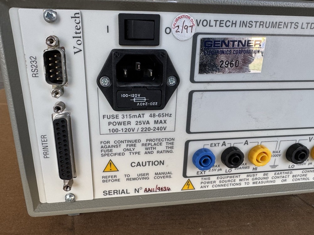 Voltech PM100 Single Phase Power Analyzer Power test only””