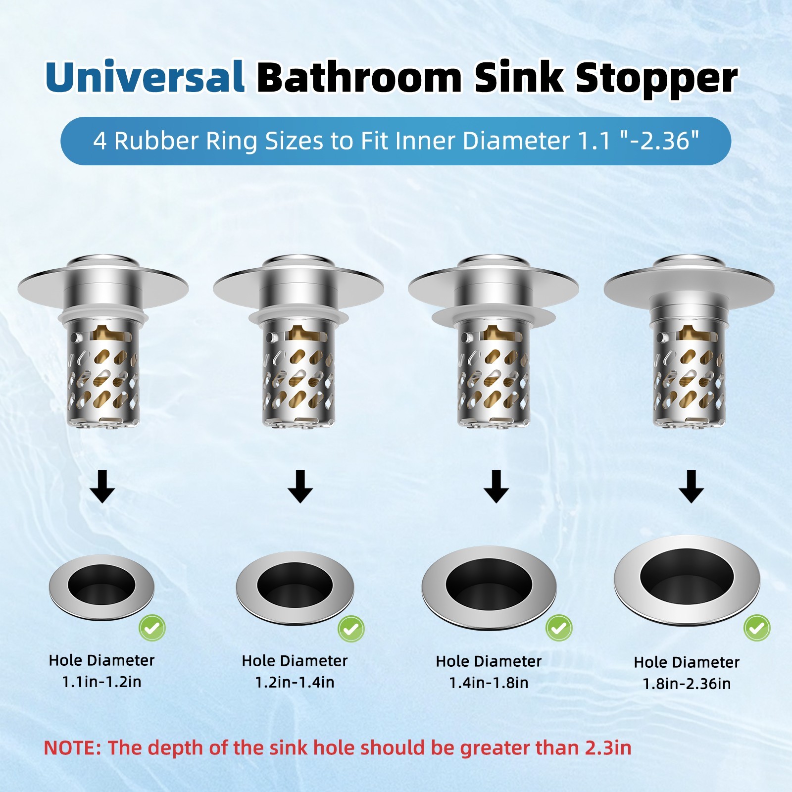 Universal Bathroom Sink Stopper Pop Up Drain Strainer Hair Catcher Filter Basket
