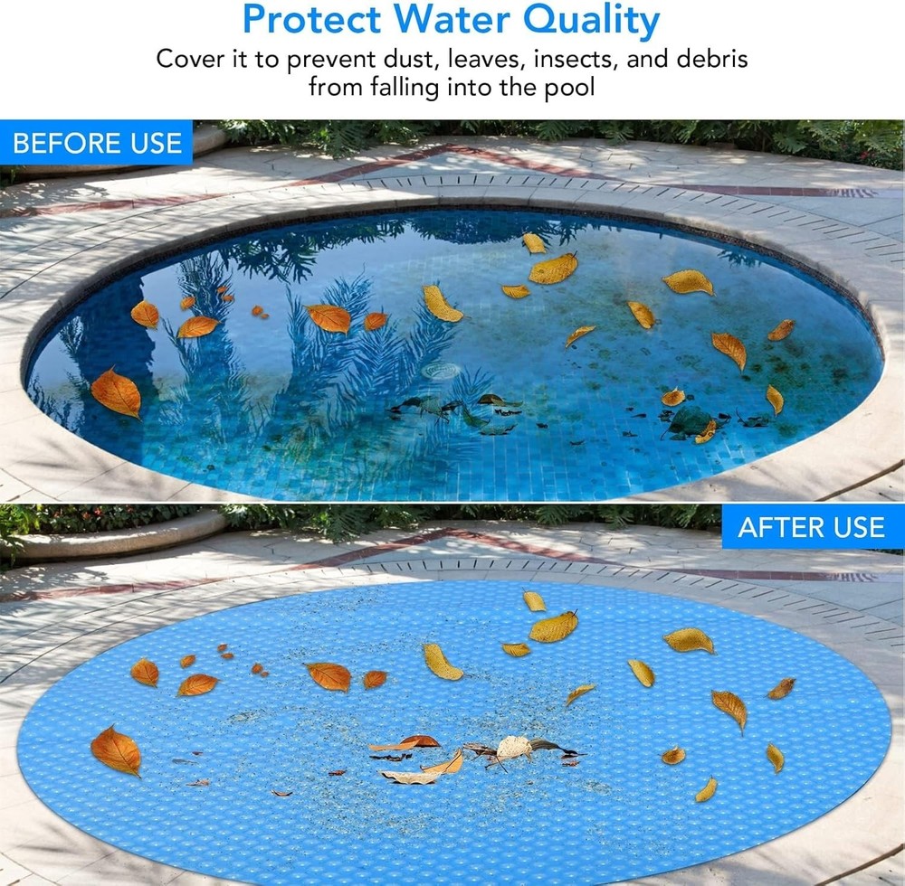 Pool Solar Cover 16x32ft Rectangular 300um Blue Waterproof Insulation Blanket...