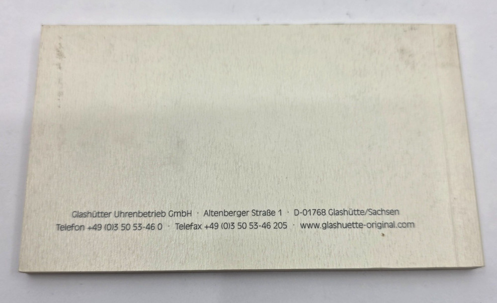 Glashutte Original Panoreserve Booklet Manual Only