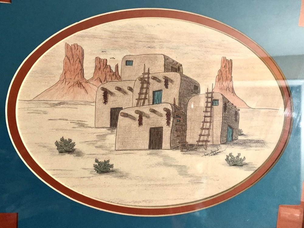 Benjamin David, Matted Framed Signed Southwestern Art Print & Southwestern Frame