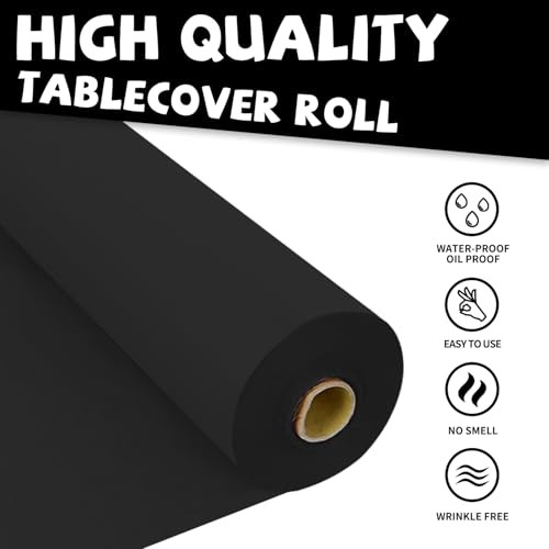 54 Inch X 300 Feet Plastic Table Cover Roll 3600" x 54" (Rectangular) Black