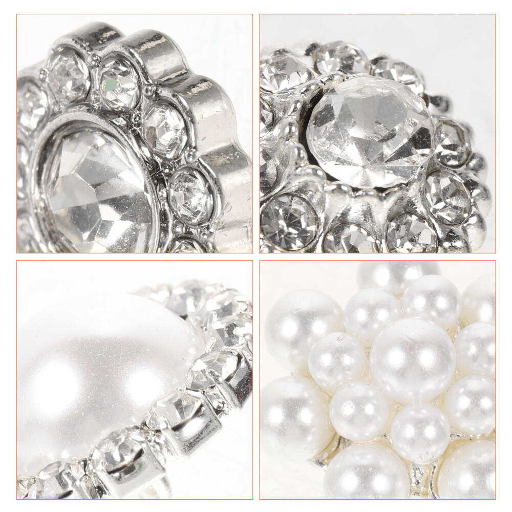 8 Pcs Big Rhinestone Buttons Assorted White Lightweight Portable