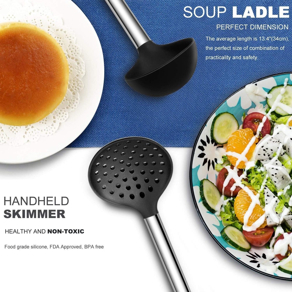 Kitchen Utensils Set - Silicone Cooking Tools - 33 Kitchen Utensils and Spoons