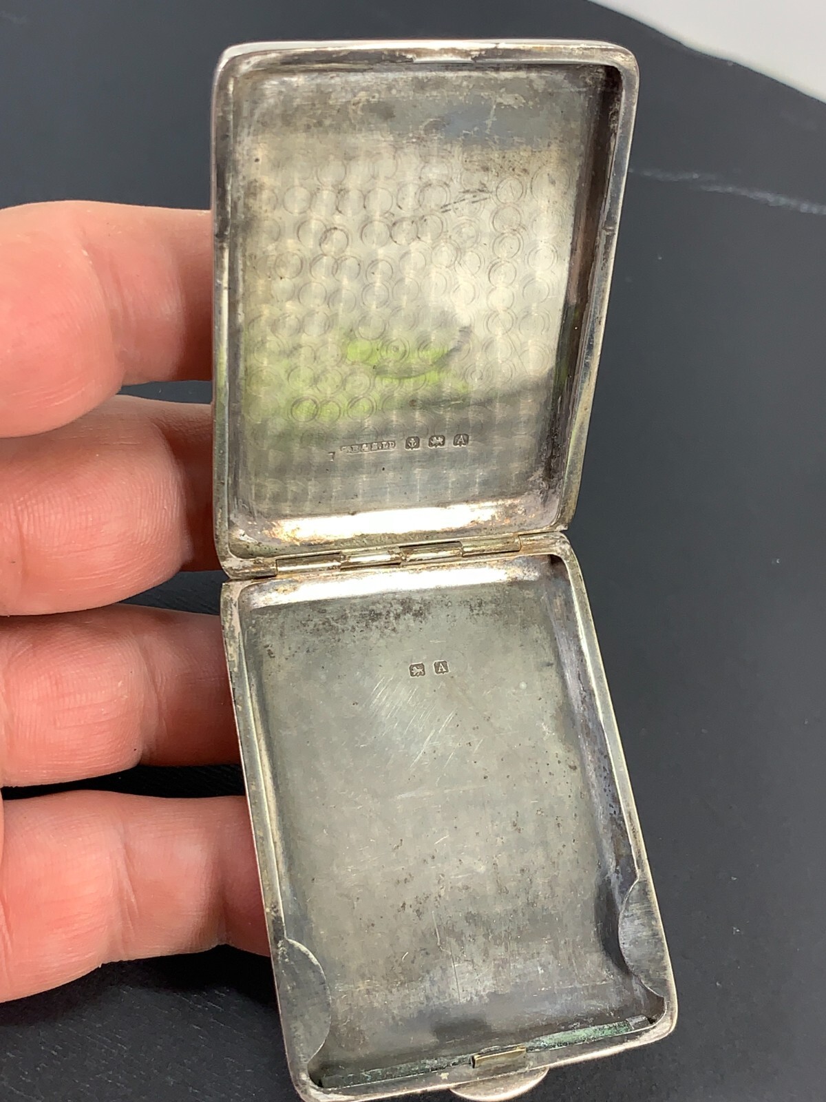 silver engine turned rectangular note/cigarette case, Birmingham 1925