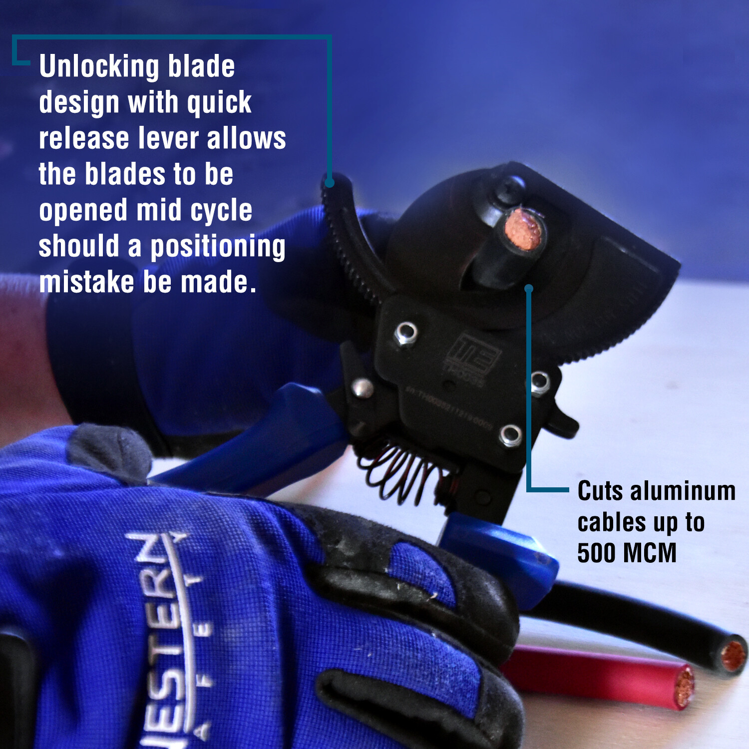 TEMCo HD Ratchet 500 mcm WIRE & CABLE CUTTER Electrical Tool 240mm2