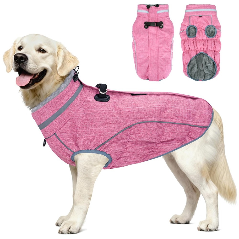 Malier Dog Coat, Reflective Jacket Waterproof Windproof Medium, Pink