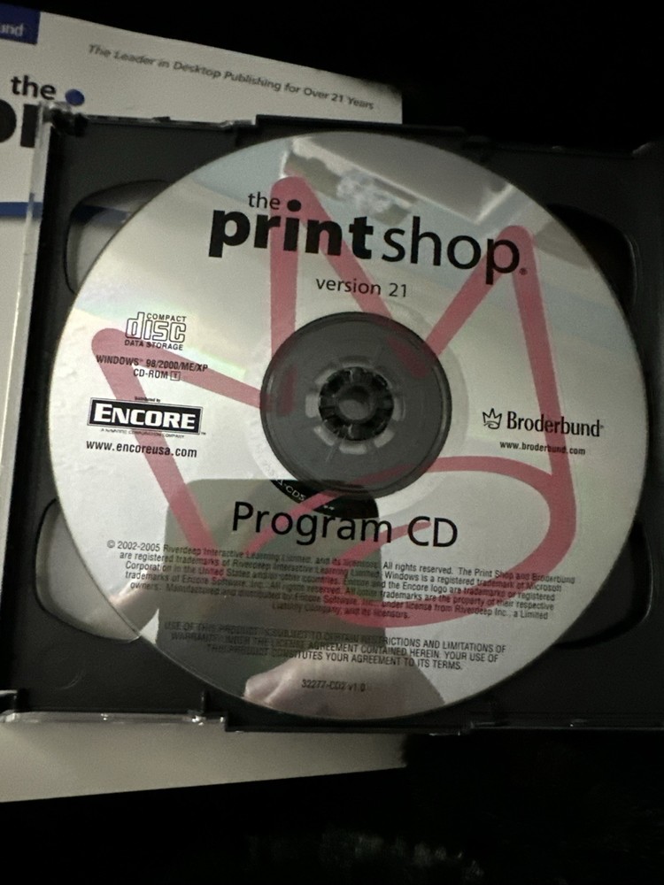 Broderbund The PrintShop Version 21, 2 CD Set PC 2005 Windows